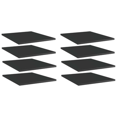 Bookshelf Boards 8 pcs High Gloss Black 40x50x1.5 cm Engineered Wood