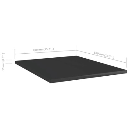 Bookshelf Boards 8 pcs High Gloss Black 15.7"x19.7"x0.6" Engineered Wood