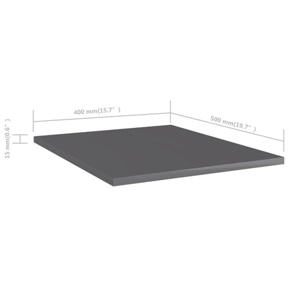 Bookshelf Boards 8 pcs High Gloss Gray 15.7"x19.7"x0.6" Engineered Wood