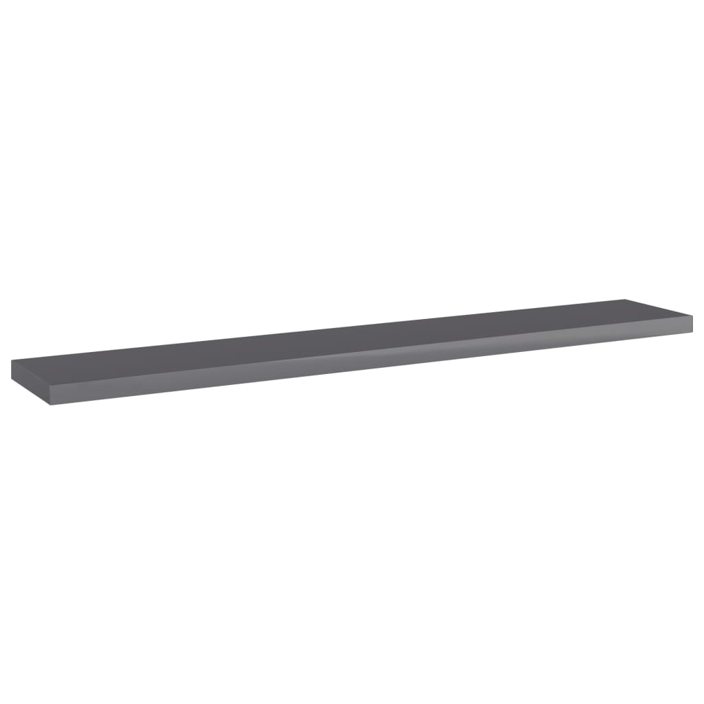 Bookshelf Boards 4 pcs High Gloss Gray 23.6"x3.9"x0.6" Engineered Wood