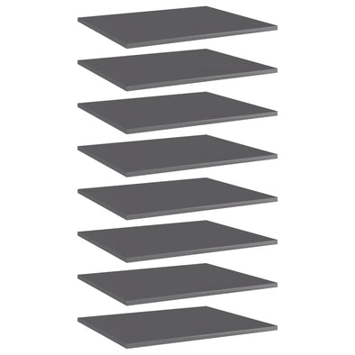 Bookshelf Boards 8 pcs High Gloss Grey 60x50x1.5 cm Engineered Wood
