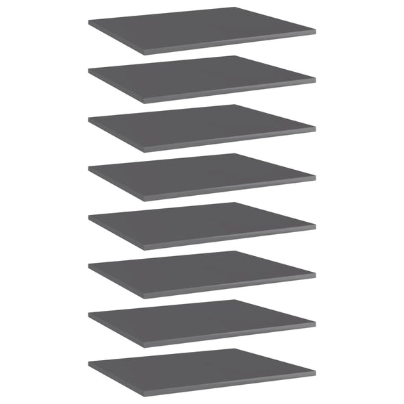 Bookshelf Boards 8 pcs High Gloss Grey 60x50x1.5 cm Engineered Wood