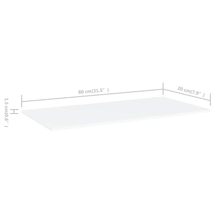 805298 vidaXL Bookshelf Boards 4 pcs White 80x20x1,5 cm Engineered Wood