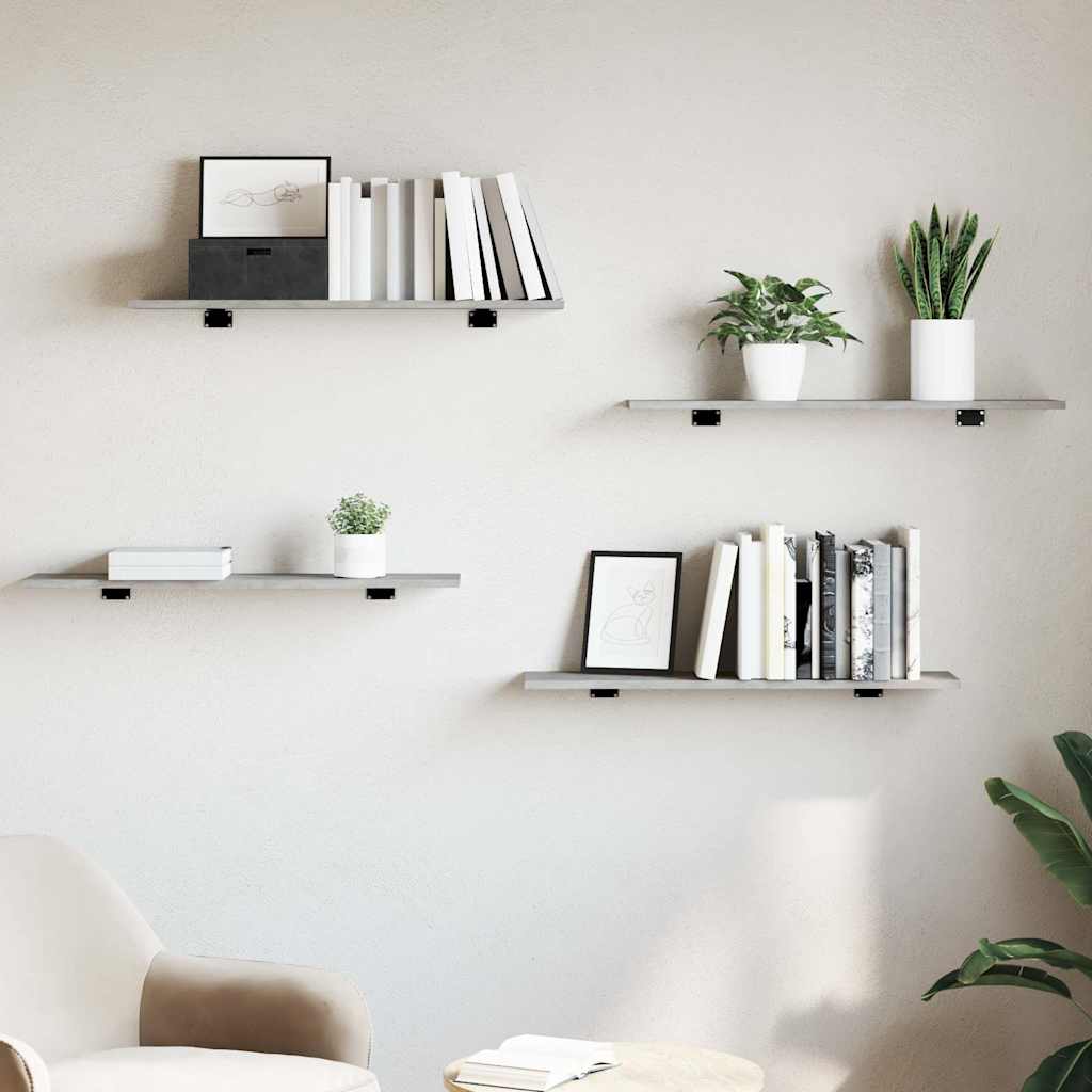 805306 vidaXL Bookshelf Boards 4 pcs Concrete Grey 80x20x1,5 cm Engineered Wood