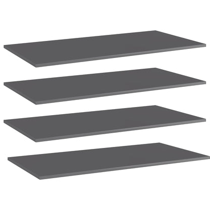 805312 vidaXL Bookshelf Boards 4 pcs High Gloss Grey 80x20x1,5 cm Engineered Wood