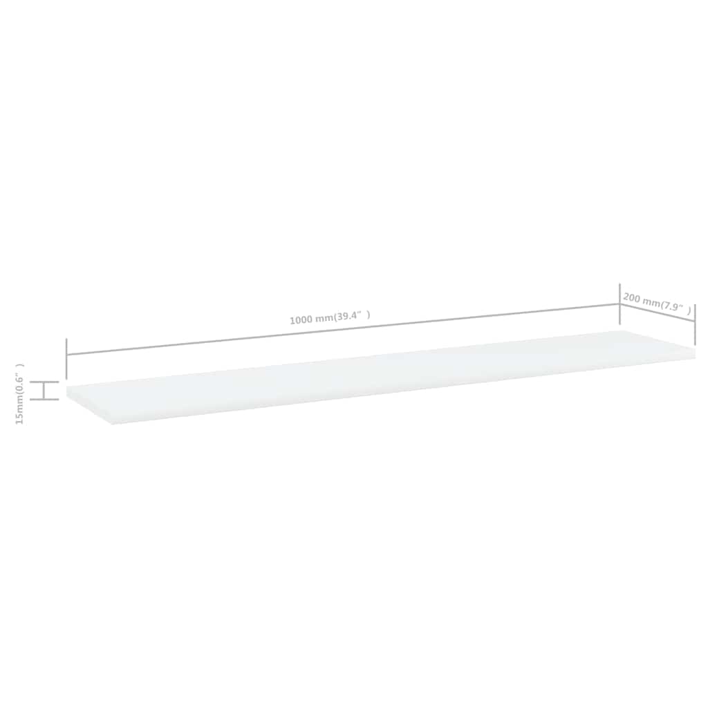 805378 vidaXL Bookshelf Boards 4 pcs White 100x20x1,5 cm Engineered Wood