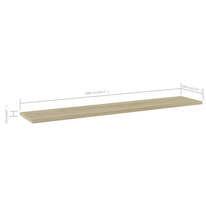 805384 vidaXL Bookshelf Boards 4 pcs Sonoma Oak 100x20x1,5 cm Engineered Wood