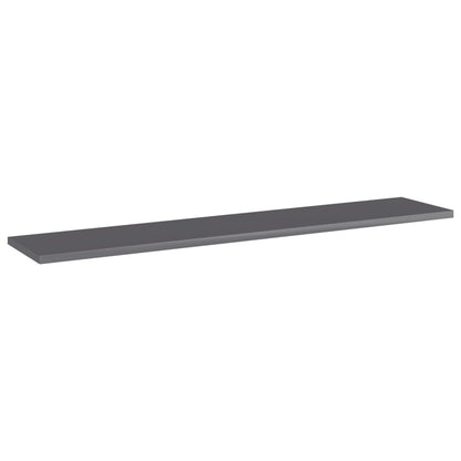 Bookshelf Boards 4 pcs High Gloss Gray 39.4"x7.9"x0.6" Engineered Wood