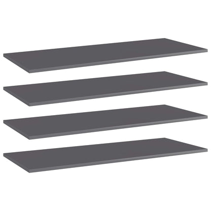Bookshelf Boards 4 pcs High Gloss Gray 39.4"x15.7"x0.6" Engineered Wood