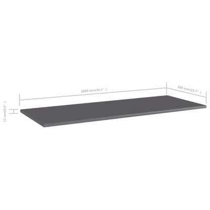 Bookshelf Boards 4 pcs High Gloss Gray 39.4"x15.7"x0.6" Engineered Wood