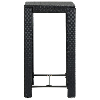 5 Piece Patio Bar Set with Cushions Poly Rattan Black