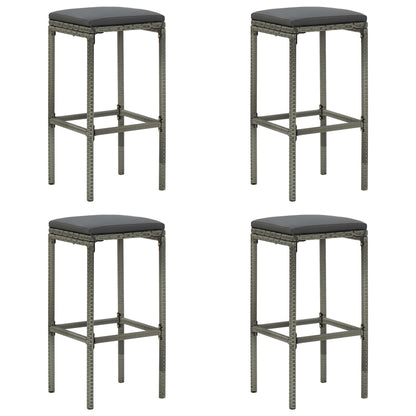 5 Piece Patio Bar Set with Cushions Poly Rattan Gray