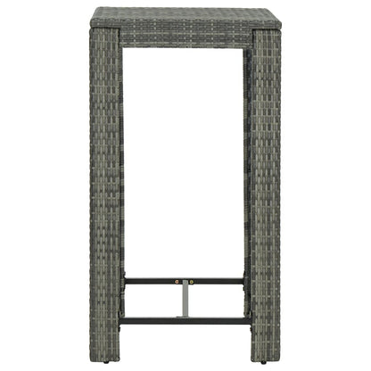 5 Piece Patio Bar Set with Cushions Poly Rattan Gray