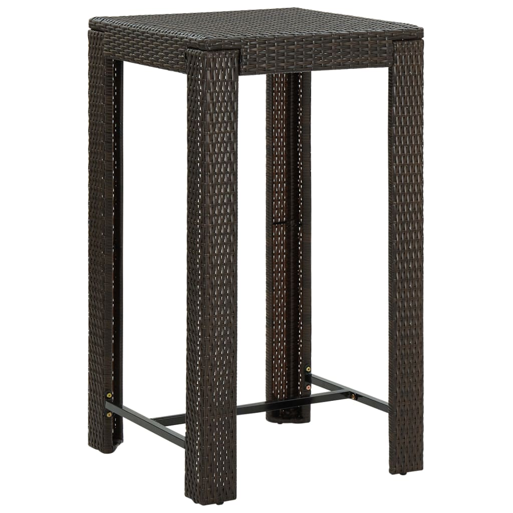 5 Piece Outdoor Bar Set with Armrest Poly Rattan Brown