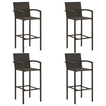 5 Piece Outdoor Bar Set with Armrest Poly Rattan Brown