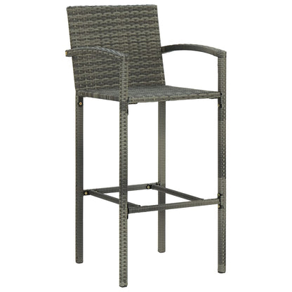 5 Piece Outdoor Bar Set with Armrest Poly Rattan Grey