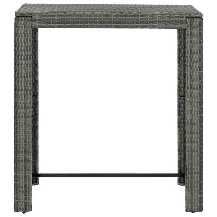 5 Piece Outdoor Bar Set with Armrest Poly Rattan Grey