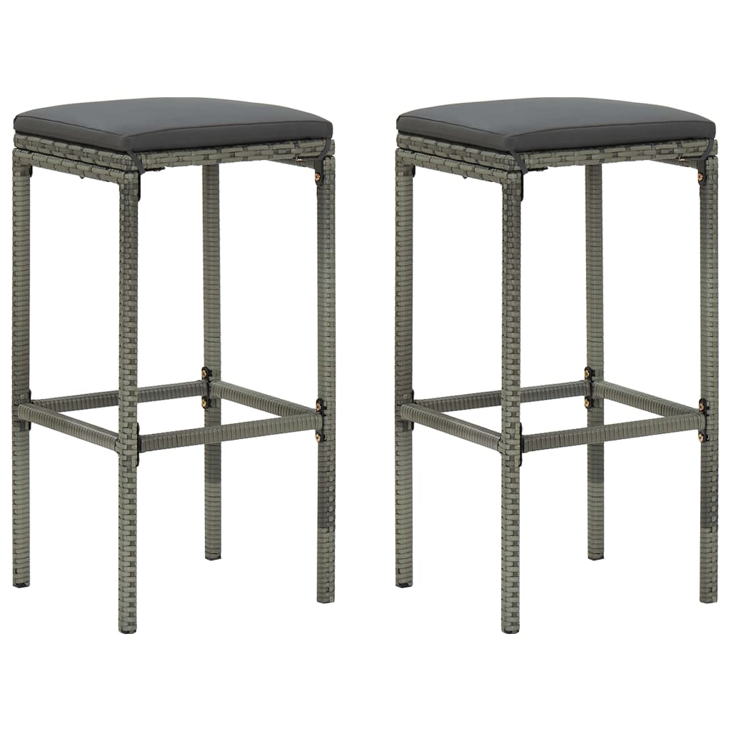 3 Piece Patio Bar Set with Cushions Poly Rattan Gray