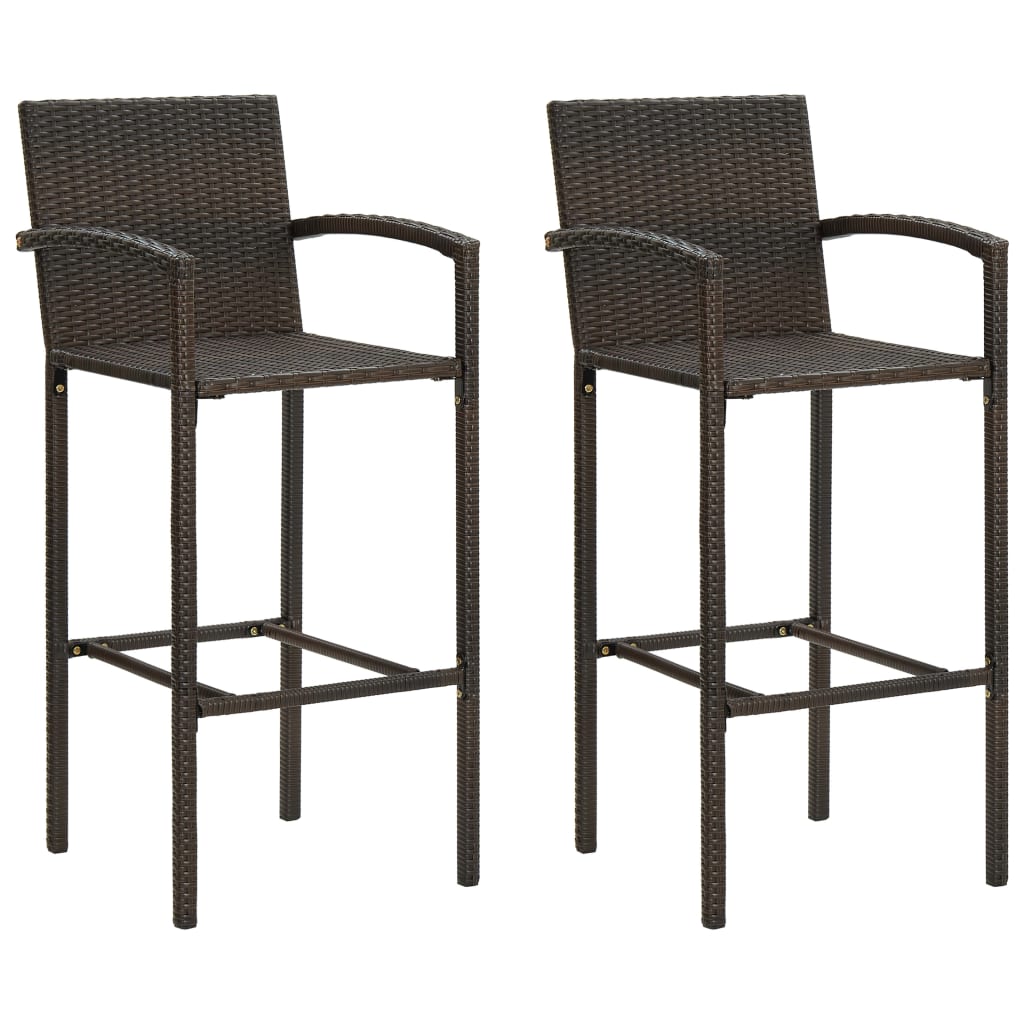 3 Piece Patio Bar Set Poly Rattan Brown