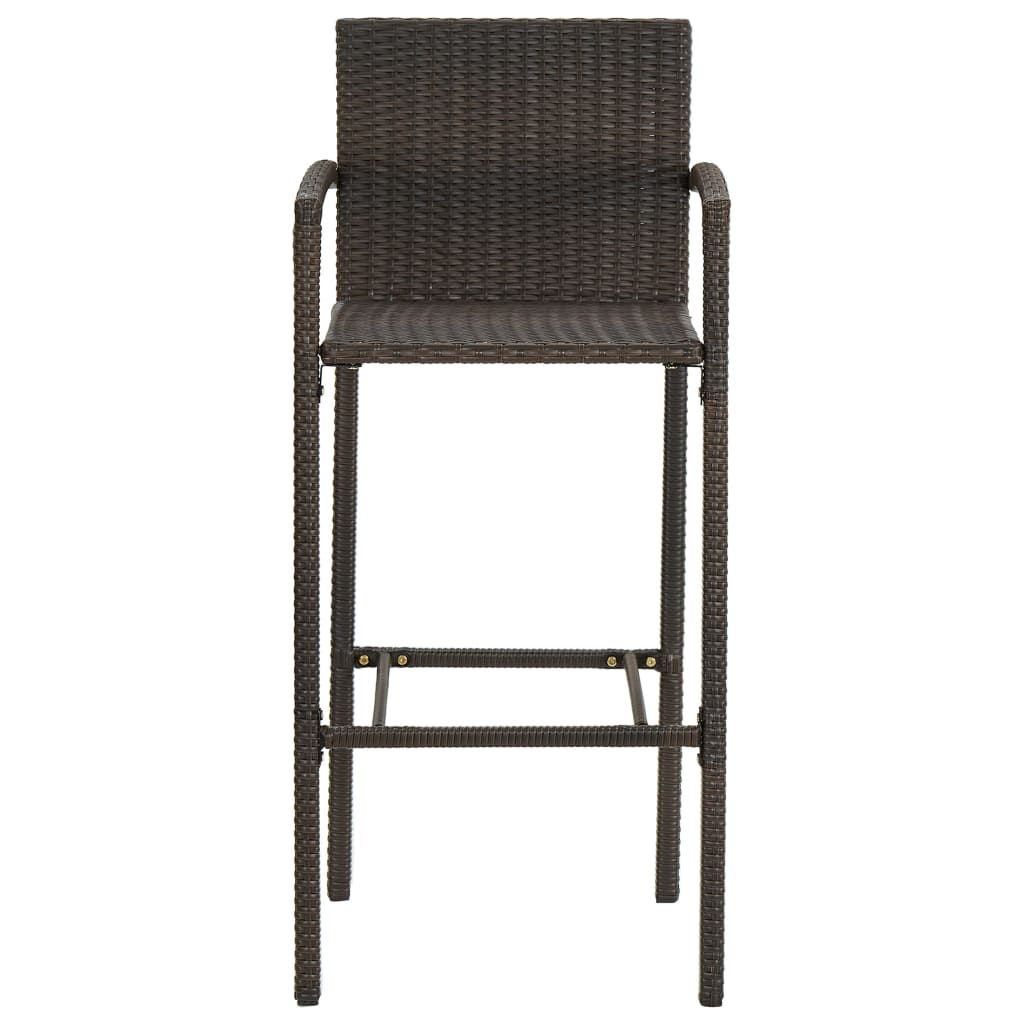 3 Piece Patio Bar Set Poly Rattan Brown