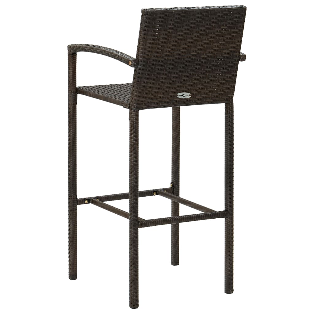 3 Piece Patio Bar Set Poly Rattan Brown