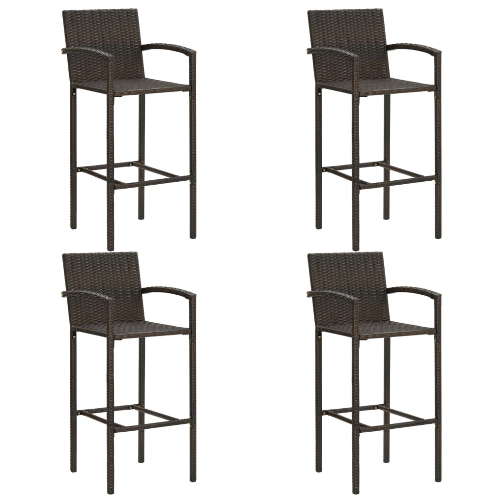 5 Piece Garden Bar Set Poly Rattan Brown