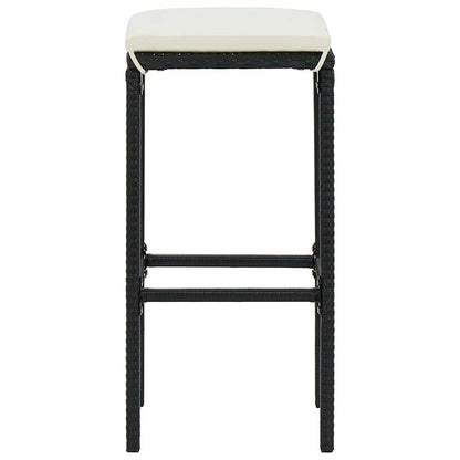3 Piece Patio Bar Set with Cushions Poly Rattan Black