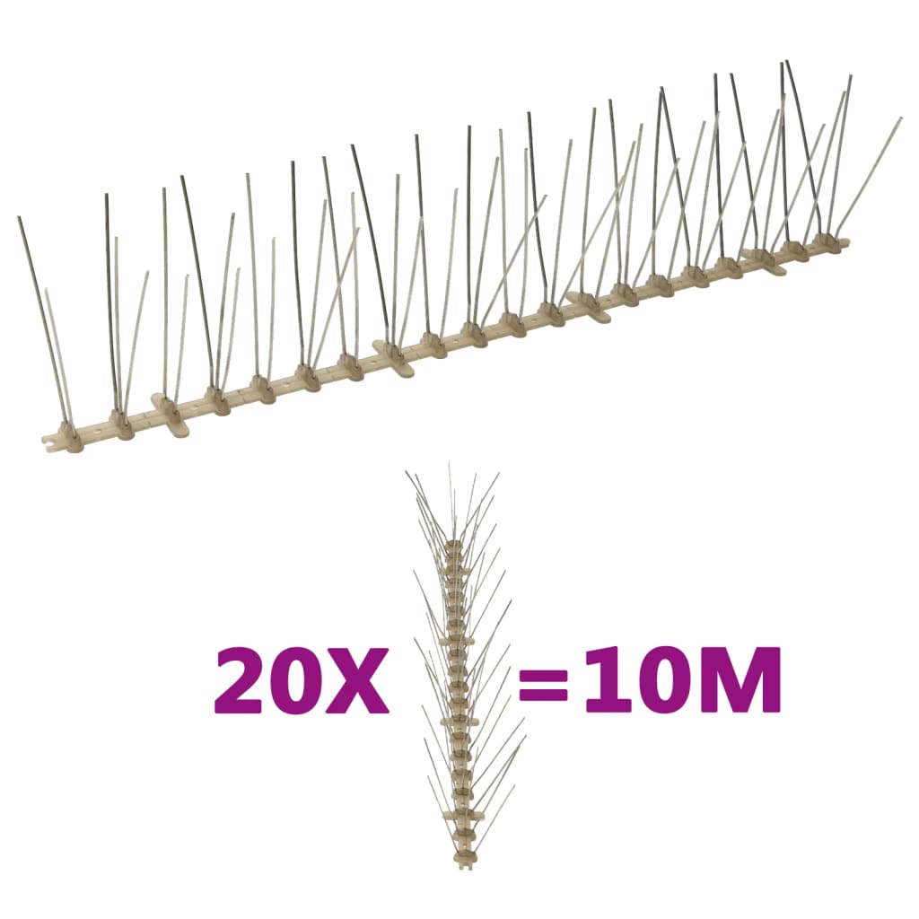 5-row Plastic Bird & Pigeon Spikes Set of 20 10 m