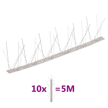 5-row Stainless Steel Bird & Pigeon Spikes Set of 10 5 m