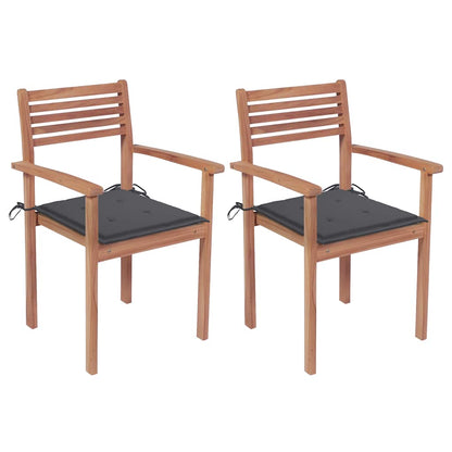 Patio Chairs 2 pcs with Anthracite Cushions Solid Teak Wood
