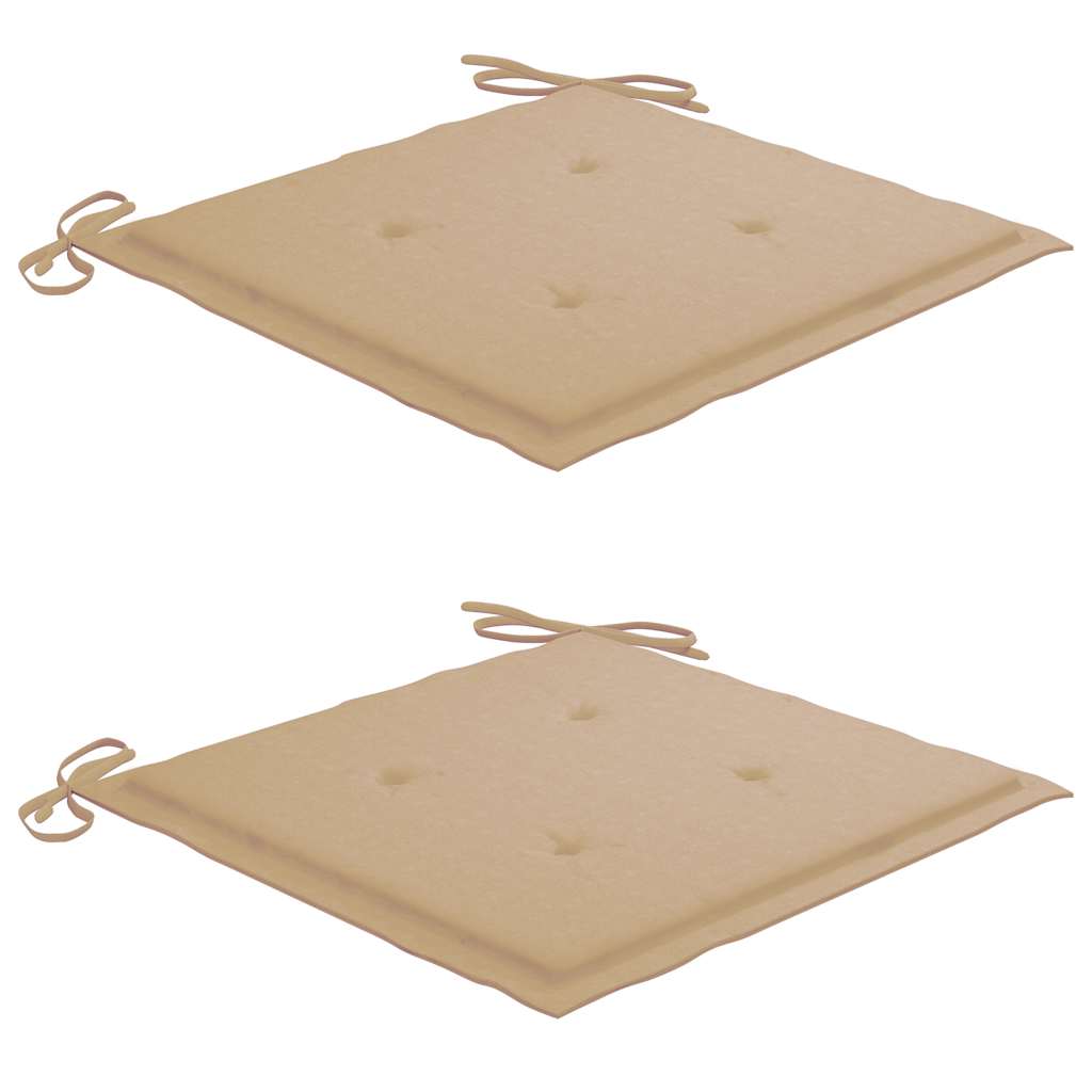 Patio Chairs 2 pcs with Beige Cushions Solid Teak Wood