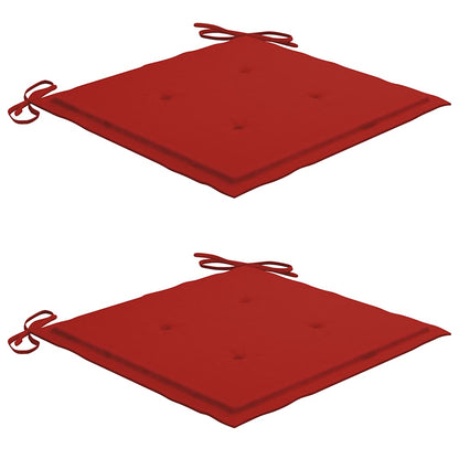 Patio Chairs 2 pcs with Red Cushions Solid Teak Wood