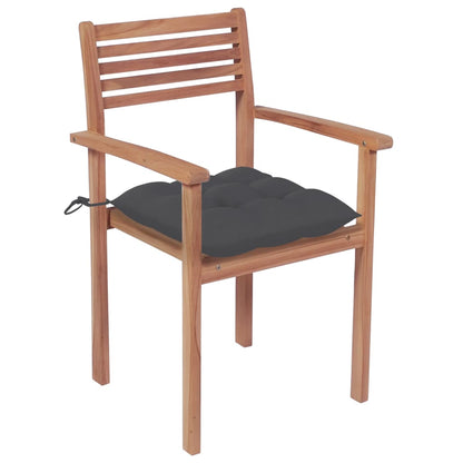 Patio Chairs 2 pcs with Anthracite Cushions Solid Teak Wood