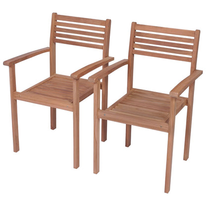 Patio Chairs 2 pcs with Cream White Cushions Solid Teak Wood