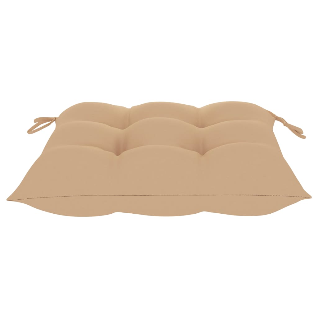 Patio Chairs 2 pcs with Beige Cushions Solid Teak Wood