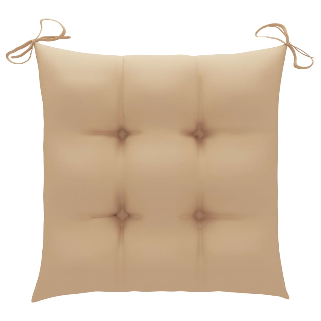 Patio Chairs 2 pcs with Beige Cushions Solid Teak Wood