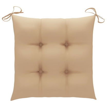 Patio Chairs 2 pcs with Beige Cushions Solid Teak Wood