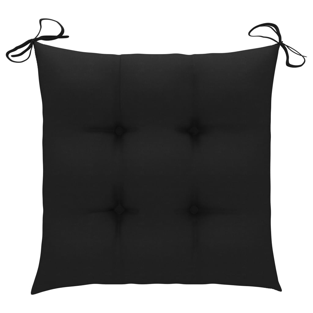 Patio Chairs 2 pcs with Black Cushions Solid Teak Wood