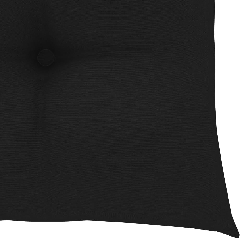 Patio Chairs 2 pcs with Black Cushions Solid Teak Wood