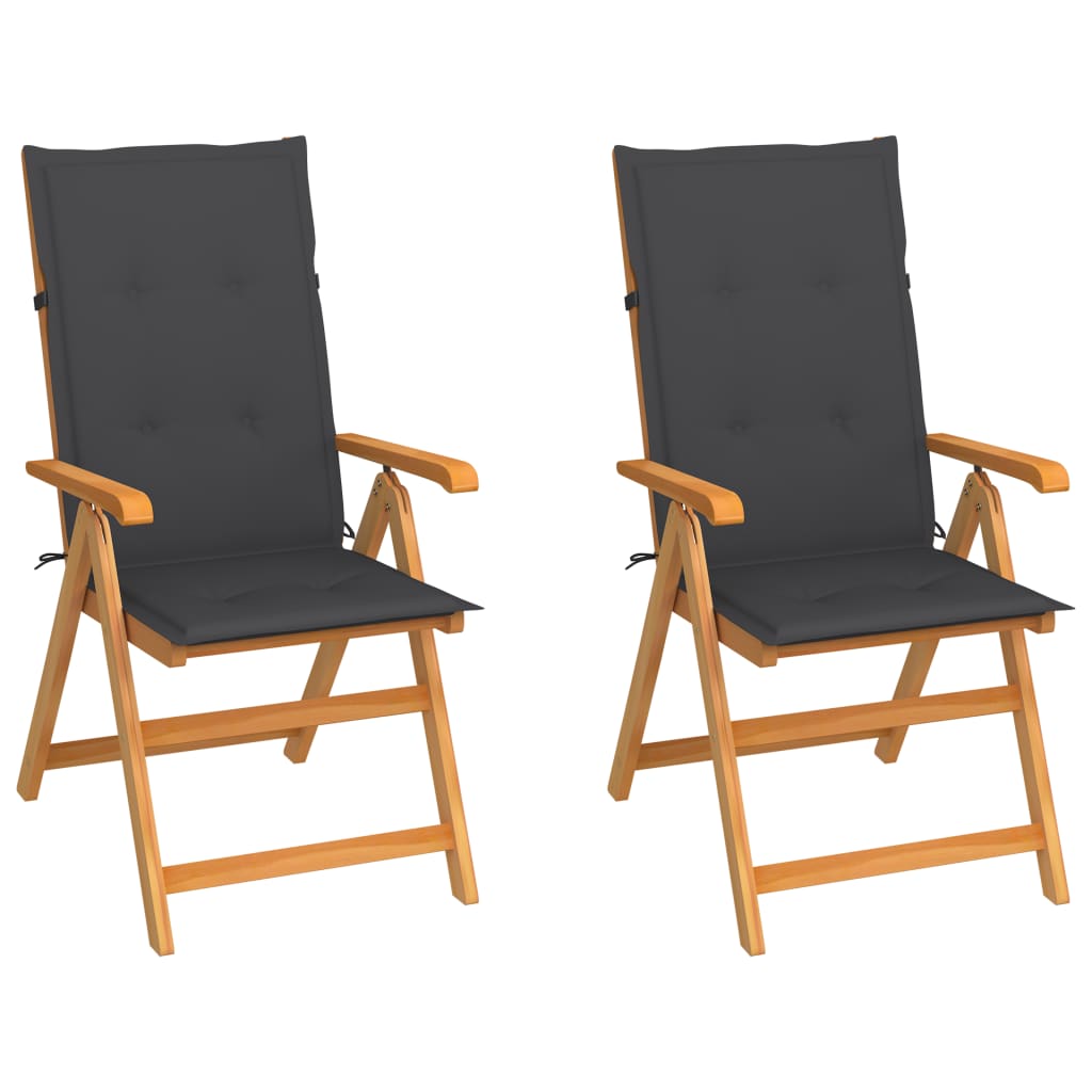 Patio Chairs 2 pcs with Anthracite Cushions Solid Teak Wood