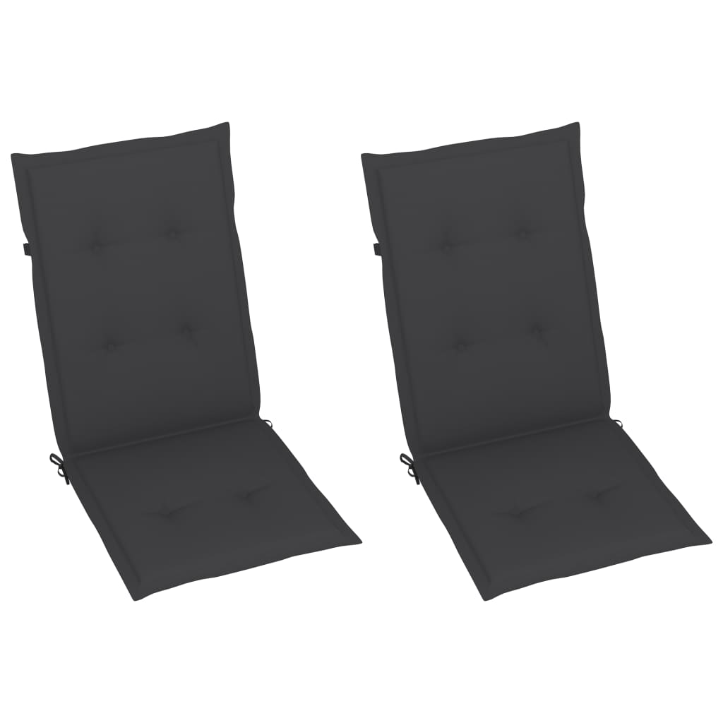 Patio Chairs 2 pcs with Anthracite Cushions Solid Teak Wood
