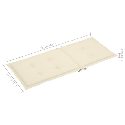 Patio Chairs 2 pcs with Cream Cushions Solid Teak Wood