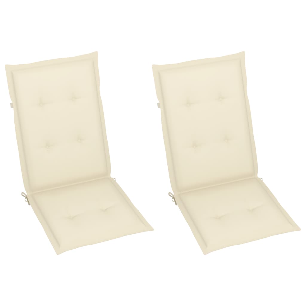 Patio Chairs 2 pcs with Cream Cushions Solid Teak Wood