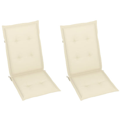 Patio Chairs 2 pcs with Cream Cushions Solid Teak Wood