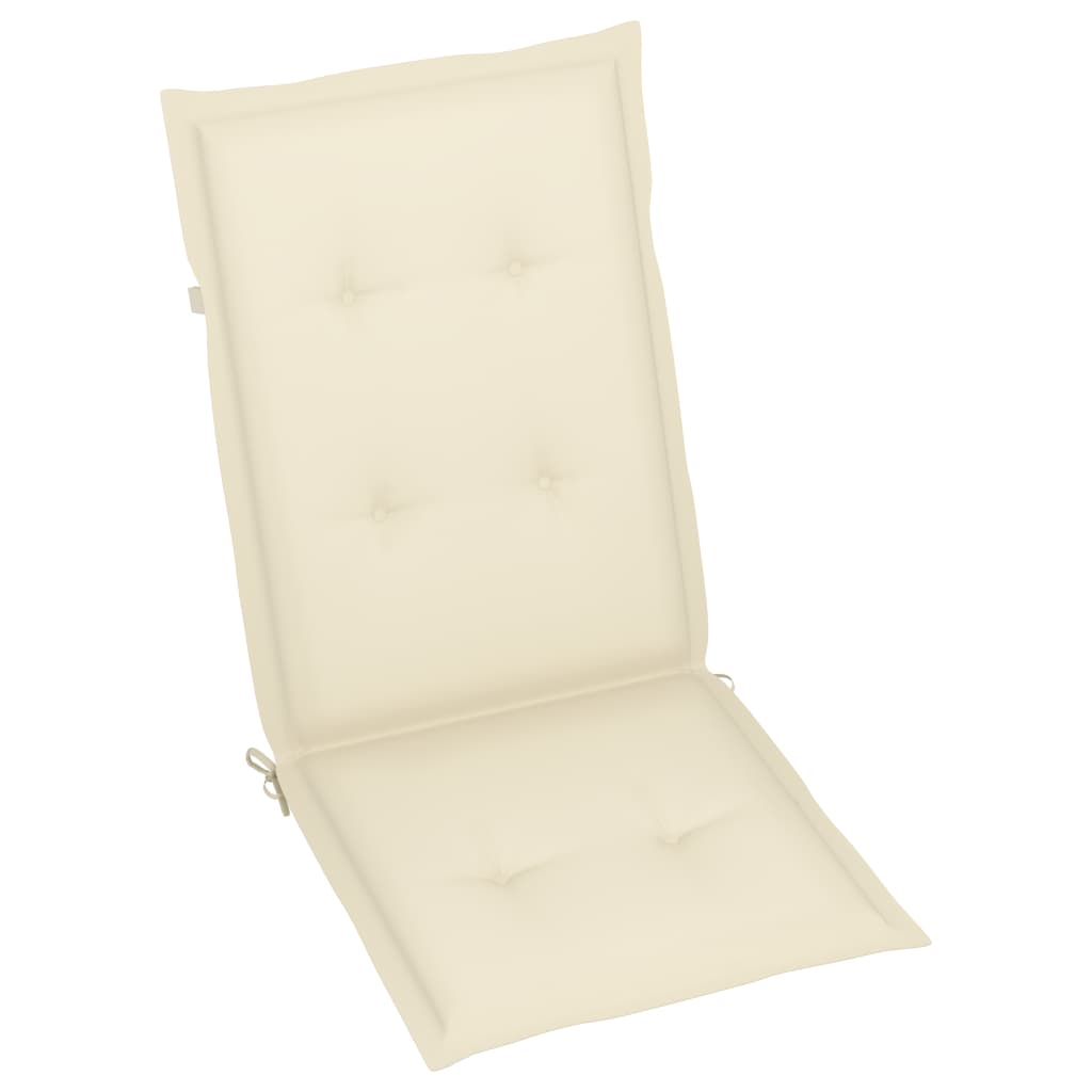 Patio Chairs 2 pcs with Cream Cushions Solid Teak Wood