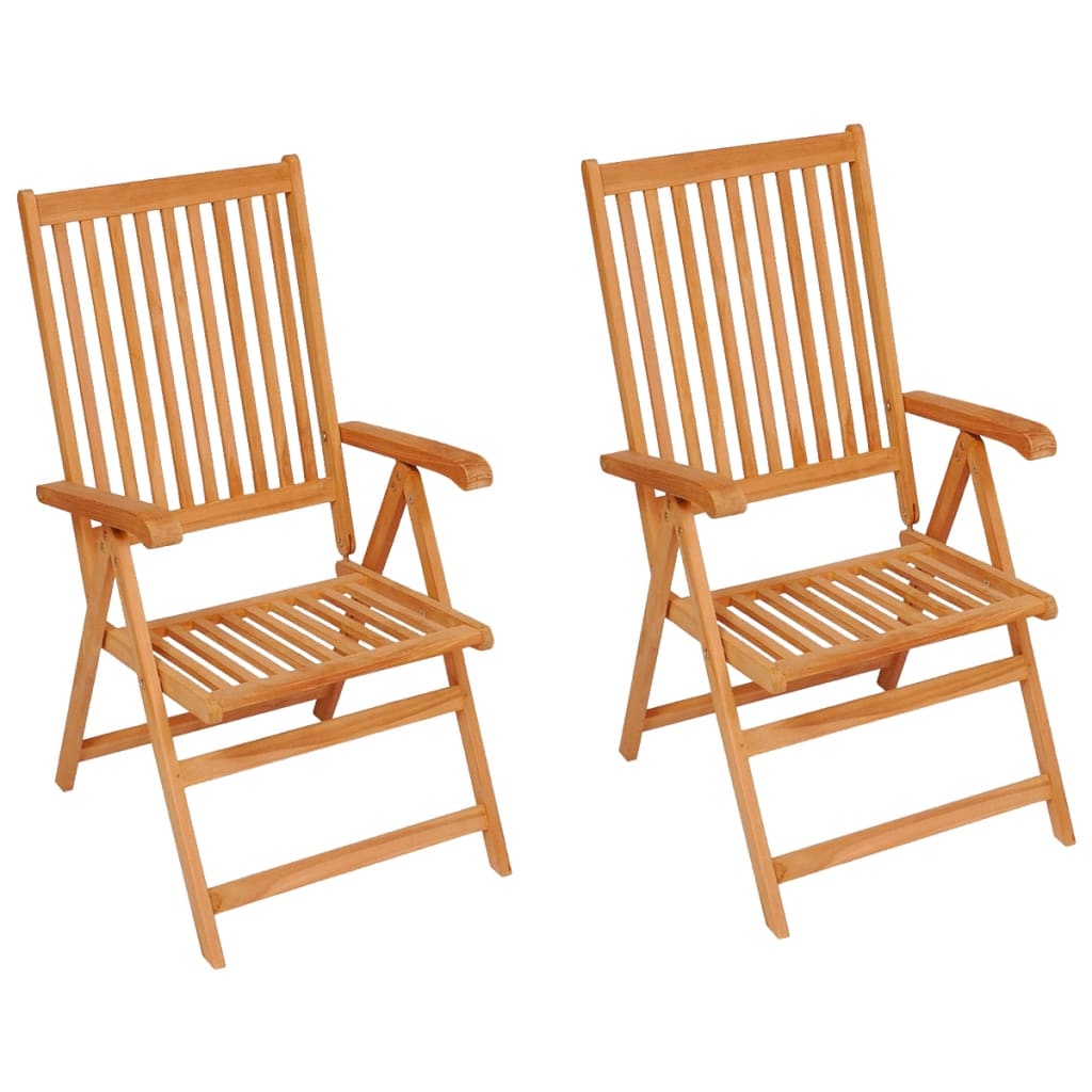 Patio Chairs 2 pcs with Green Cushions Solid Teak Wood