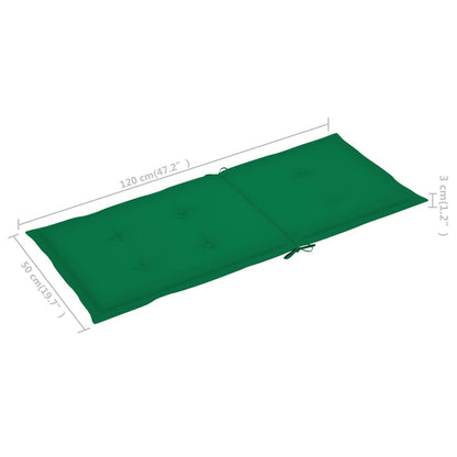Patio Chairs 2 pcs with Green Cushions Solid Teak Wood