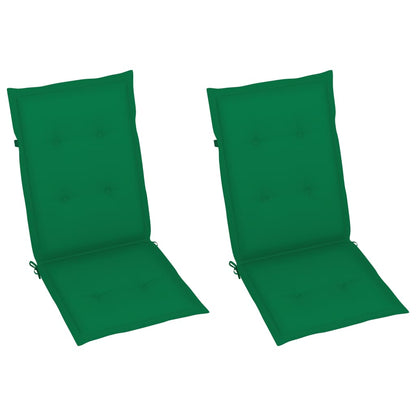 Patio Chairs 2 pcs with Green Cushions Solid Teak Wood