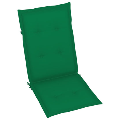 Patio Chairs 2 pcs with Green Cushions Solid Teak Wood