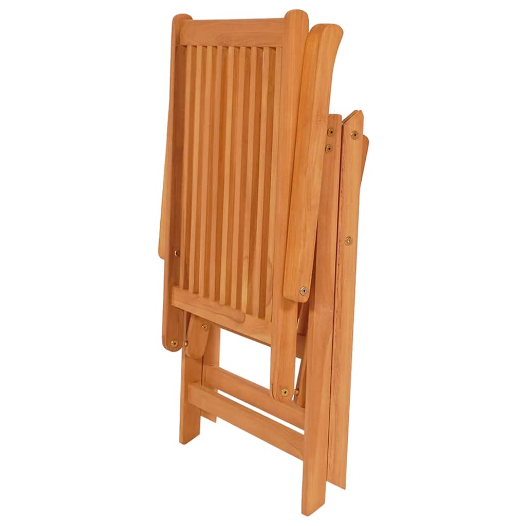Folding Chairs 2 pcs with Black Cushions Solid Teak Wood